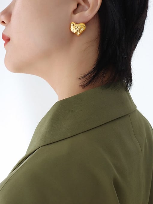 F030 Gold Earrings Titanium steel Geometric Trend Stud Earring