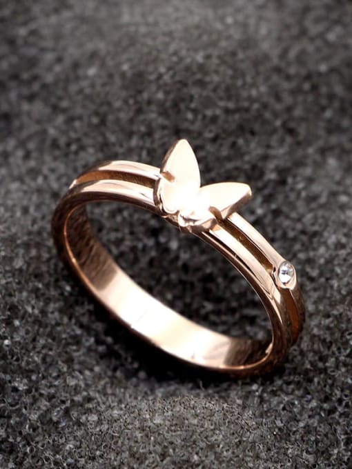 K.Love Titanium Cubic Zirconia Butterfly Dainty Band Ring