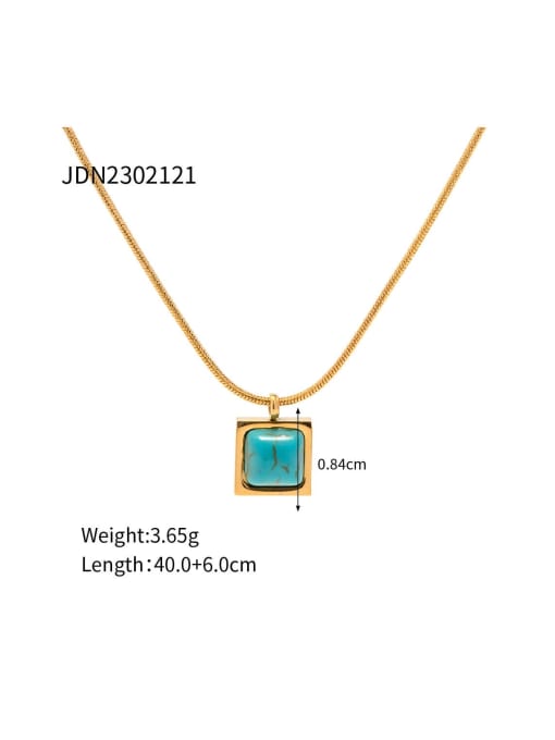 J&D Stainless steel Turquoise Green Geometric Dainty Necklace 2