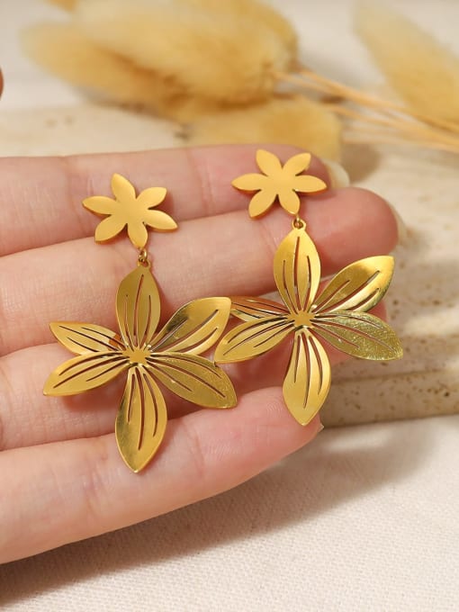 YAYACH Titanium Steel Flower Trend Drop Earring 2