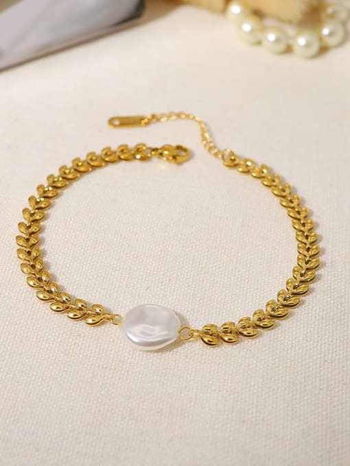 YAYACH Stainless steel Imitation Pearl Geometric Dainty Bracelet 1