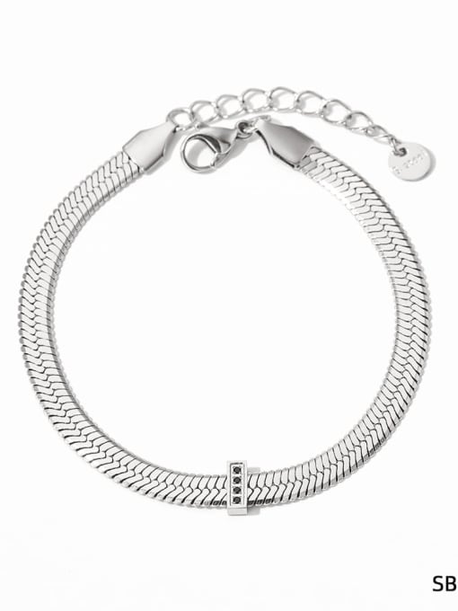 SBP109 Steel +Black Stainless steel Snake Bone Chain Minimalist Link Bracelet