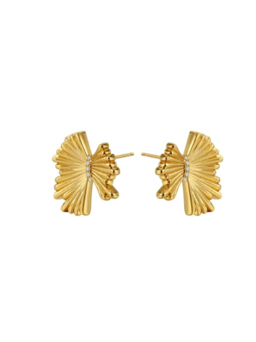 H01225 Gold Brass Irregular Vintage Stud Earring