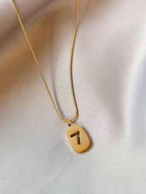 K gold Titanium Steel Number 7 Minimalist Geometric  Pendant Necklace