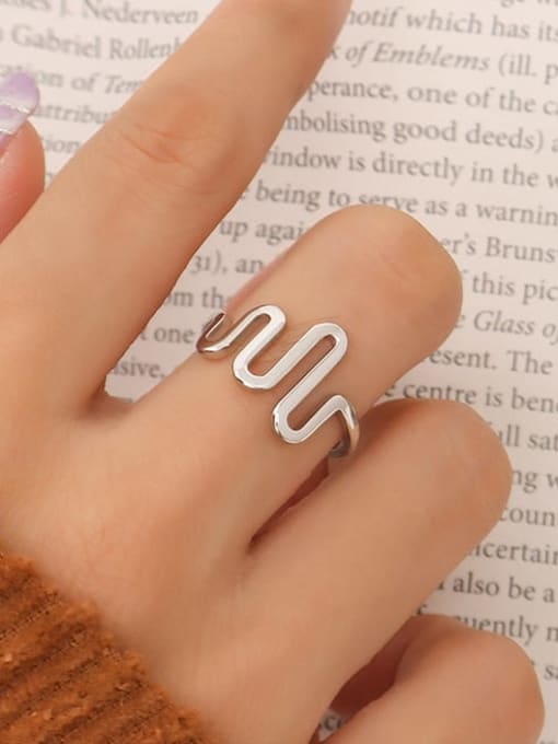 A306 steel U-shaped wave opening ring Titanium Steel Geometric Minimalist Band Ring
