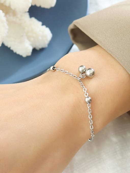 E043 steel color bracelet 15 5cm Titanium Steel Tassel Dainty Link Bracelet