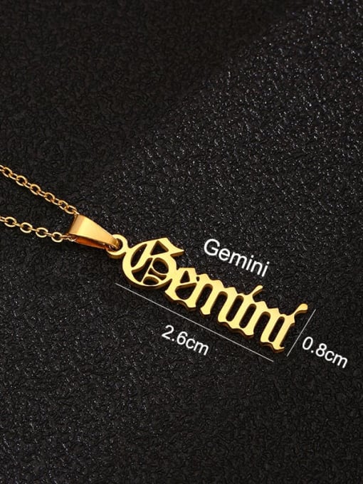 Golden Gemini Stainless steel Constellation Hip Hop Necklace