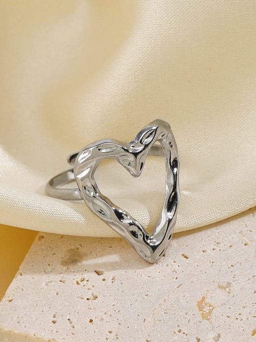 J$L  Steel Jewelry Stainless steel Hollow  Heart Hip Hop Band Ring 2
