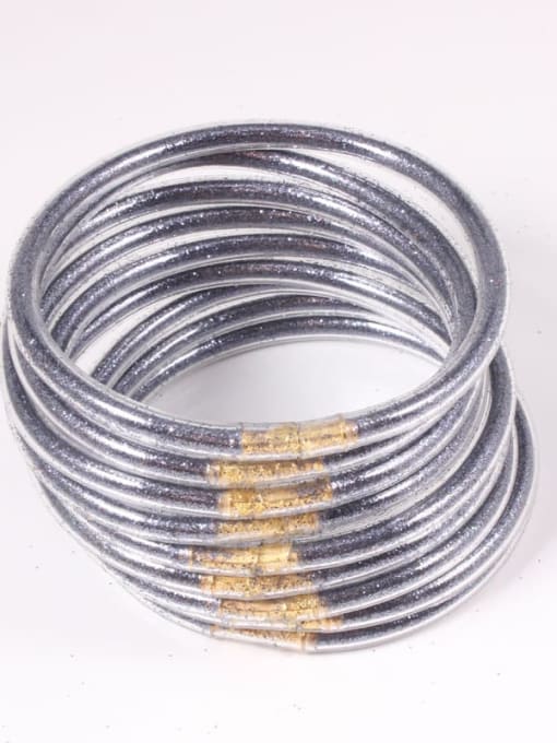 Dark gray PVC Silicone Tube Gold Powder Bracelet, Jelly Bangles Bracelet, Cross-Border 9 in a Group