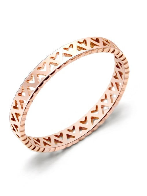 rose gold Titanium 316L Stainless Steel Hollow Heart Minimalist Band Ring with e-coated waterproof