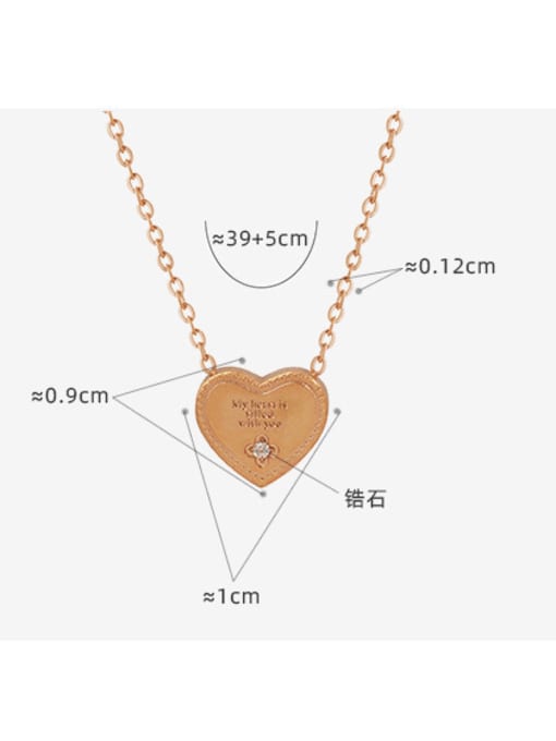 MAKA Titanium Steel Rhinestone Heart Minimalist Necklace 2