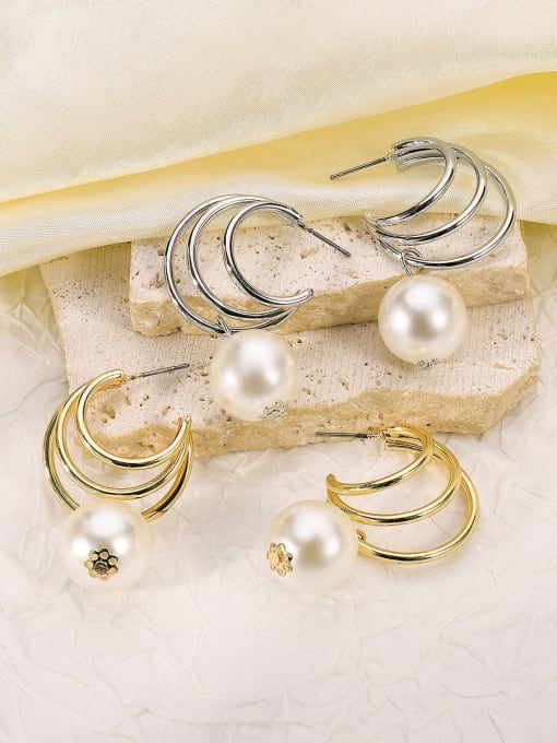 MeiDi-Jewelry Alloy Imitation Pearl Geometric Trend Stud Earring 2