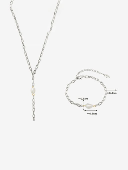 MAKA TTitanium Steel Imitation Pear rend Geometric l Bracelet and Necklace Set 4