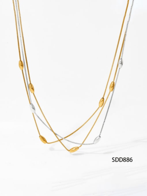 Gold +Steel Necklace SDD886 Stainless steel Minimalist Multi-Layer Chain  Bracelet and Necklace Set