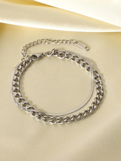 J&D Stainless steel Hollow Geometric Chain Vintage Strand Bracelet 1