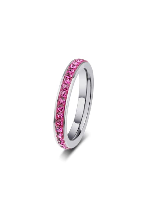 Pink Stainless steel Rhinestone Geometric Minimalist Band Ring