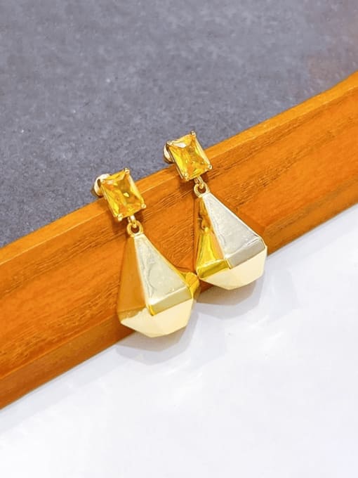 H00827 Gold Brass Geometric Vintage Drop Earring