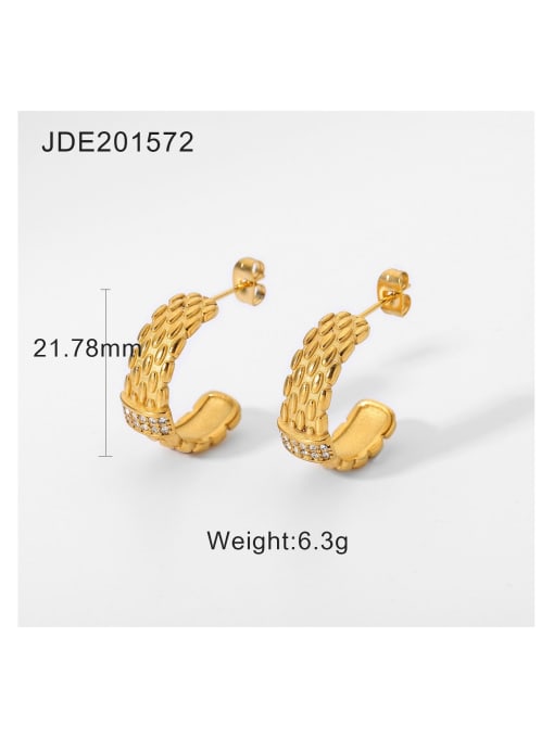 JDE201572 Stainless steel Cubic Zirconia Geometric Trend Stud Earring