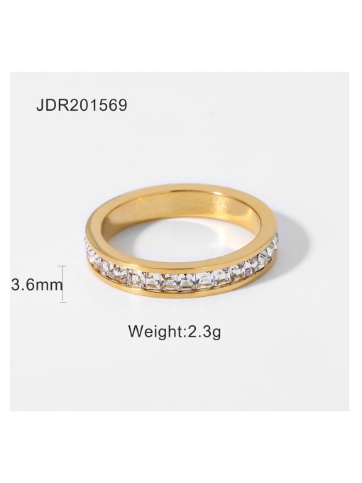 JDR201569 Stainless steel Cubic Zirconia Round Dainty Band Ring