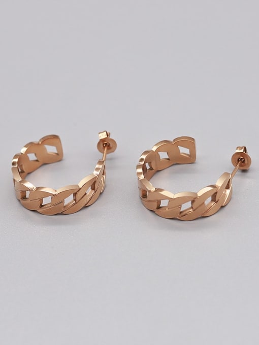 Rose Gold Earrings Titanium 316L Stainless Steel Geometric Vintage Stud Earring with e-coated waterproof