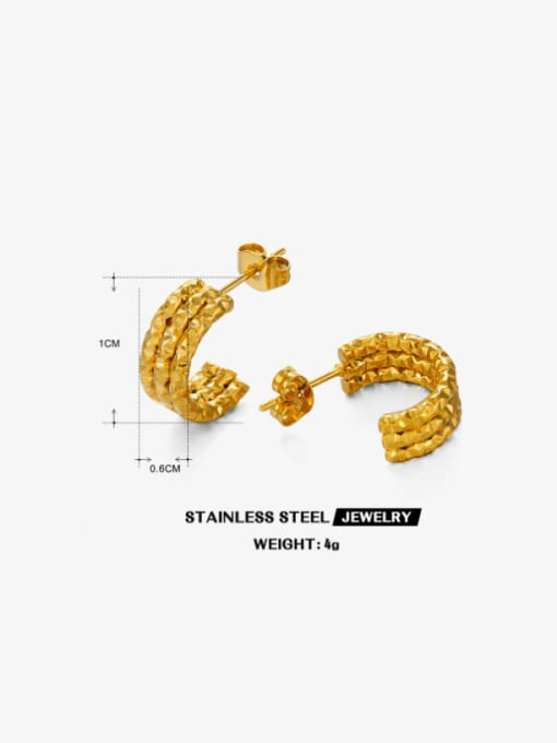 Gold C-shaped earrings Stainless steel Geometric Hip Hop Huggie Earring
