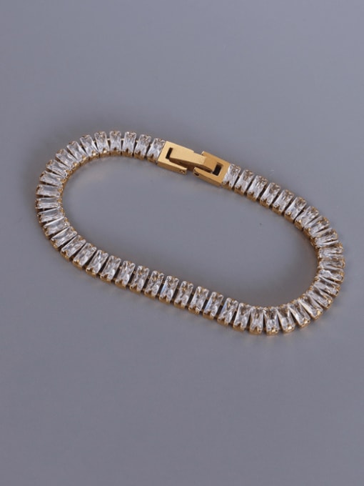 Gold Diamond Bracelet 17cm Titanium 316L Stainless Steel Cubic Zirconia Geometric Minimalist Bracelet with e-coated waterproof