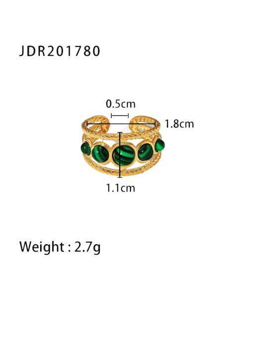 J&D Stainless steel Malchite Round Vintage Band Ring 2