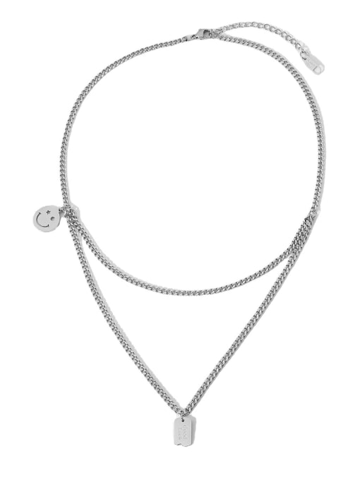 J&D Stainless steel Smiley Trend Multi Strand Necklace
