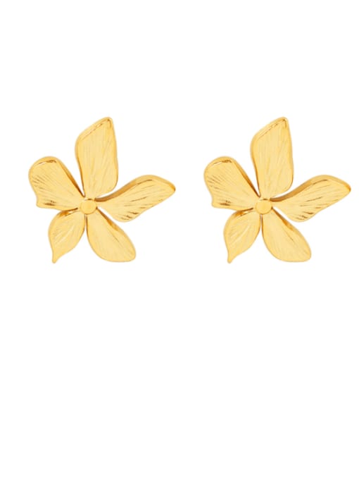 F551 gold petal Earrings Titanium Steel Flower Hip Hop Stud Earring