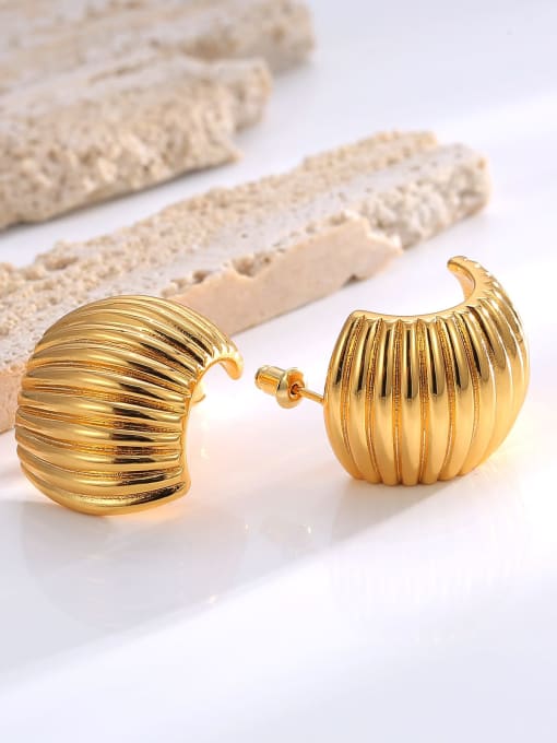 H01830 Gold Brass Geometric Trend Stud Earring
