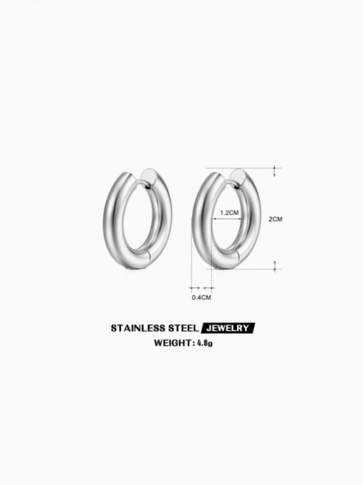 Steel colored earrings 4mm Stainless steel Geometric Hip Hop Huggie Earring