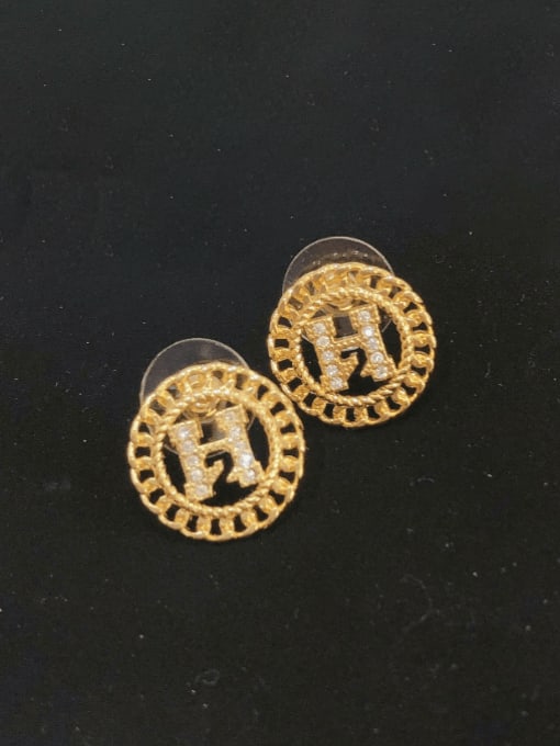 Fashion earrings Brass Cubic Zirconia Letter Vintage Stud Earring