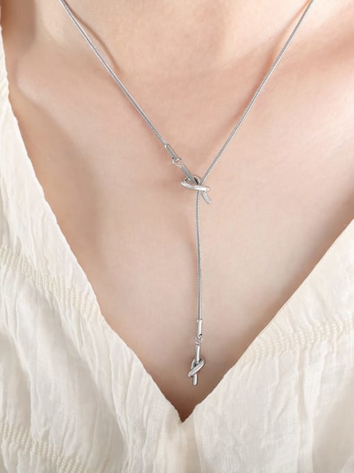 P1555 Steel Necklace 47+ 5cm Titanium Steel Tassel Vintage Tassel Necklace
