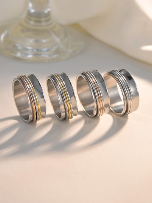 SM-Men's Jewelry Titanium Steel Simple three-color rotating Men's Ring 0