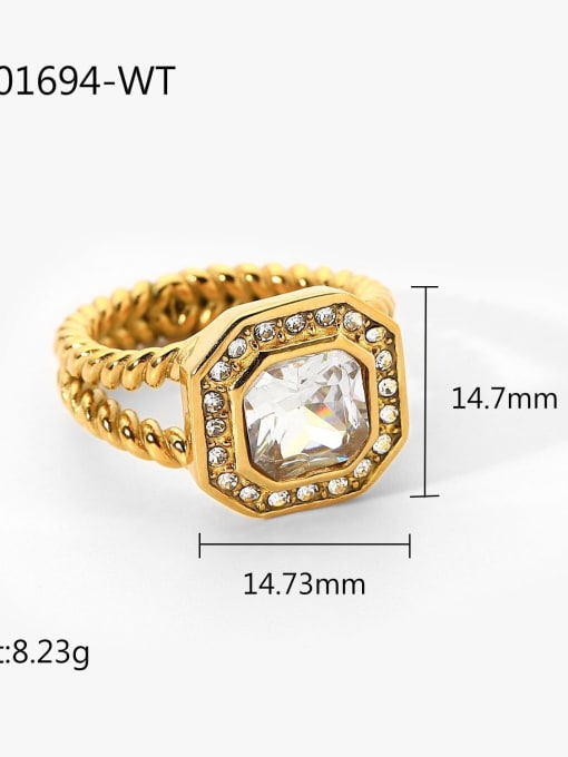 JDR201694 WT Stainless steel Cubic Zirconia Geometric Vintage Band Ring