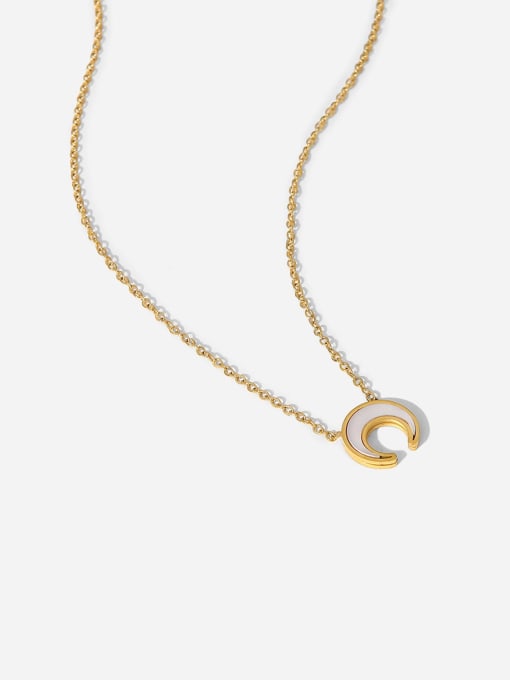 J&D Stainless steel Shell Moon Minimalist Necklace 3