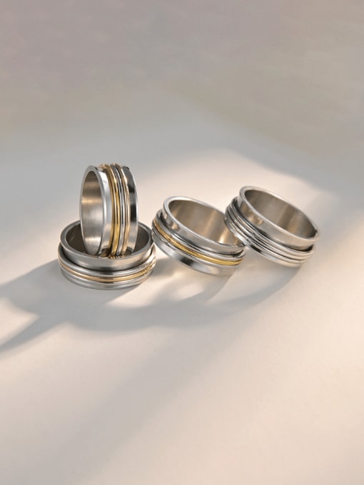 SM-Men's Jewelry Titanium Steel Simple three-color rotating Men's Ring 4