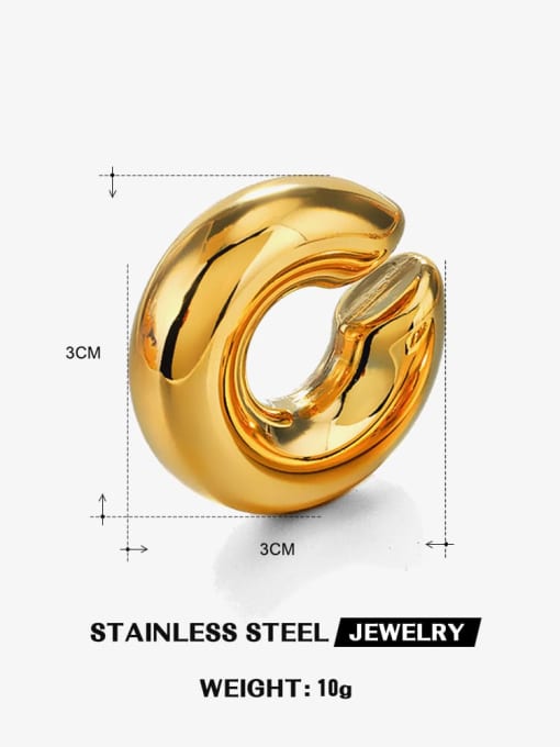 1 gold glossy ear clip Stainless steel Geometric Hip Hop Single Earring