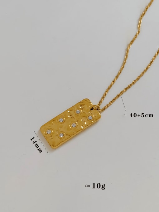 KDD1099 Golden Rectangular White Diamond Stainless steel Irregular Hip Hop Necklace