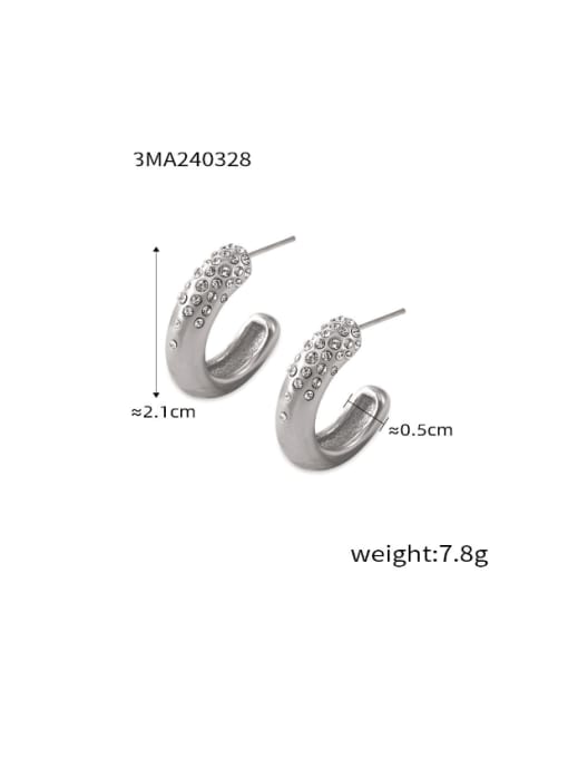 F1503 Steel Earrings Titanium Steel Rhinestone Geometric Hip Hop Stud Earring
