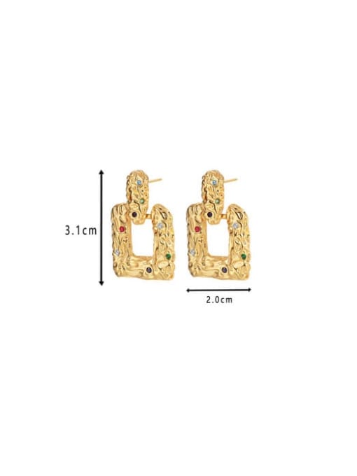 H01402 Brass Cubic Zirconia Geometric Trend Drop Earring
