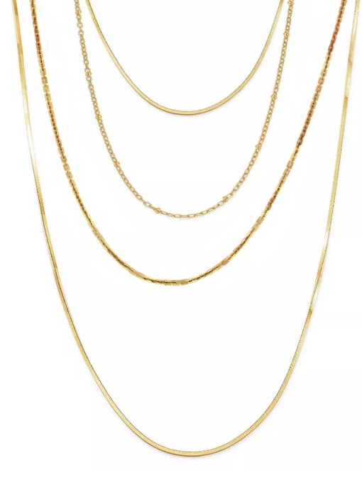 YAYACH Round bead chain 14 true gold multi-layer overlapping titanium steel snake Bone Necklace 0