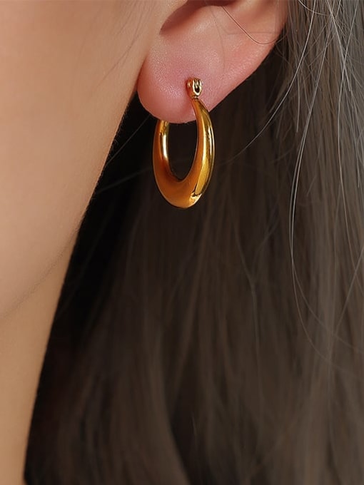 F1198 Small Gold Earrings Titanium Steel U Shape Minimalist Huggie Earring