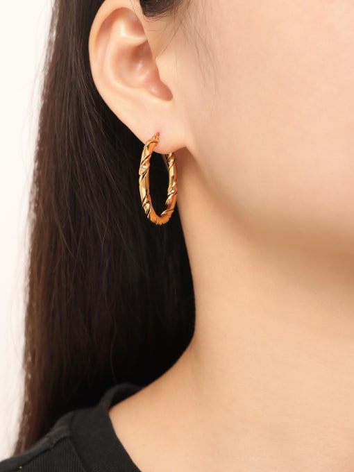 F1412 Gold Earrings Titanium Steel Geometric Minimalist Hoop Earring