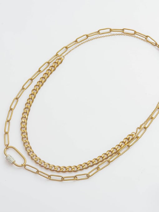 YAYACH Multi-layered design inlaid zircon titanium steel necklace 2