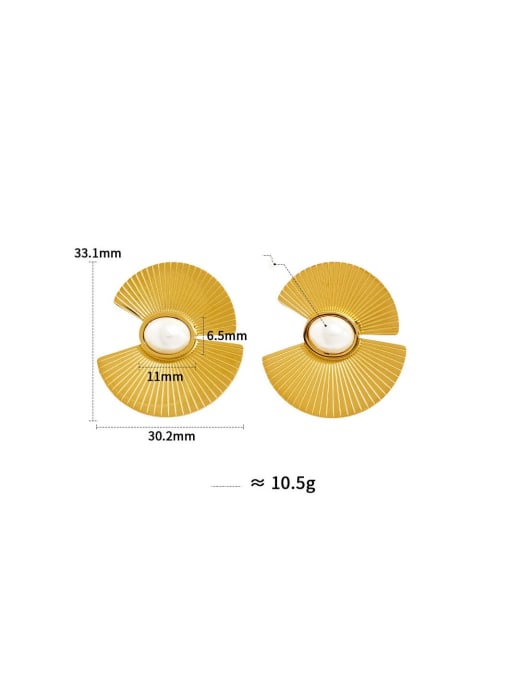 Clioro Stainless steel Freshwater Pearl Geometric Trend Stud Earring 1