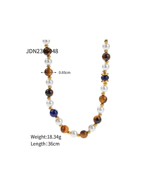 J&D Stainless steel Tiger Eye Geometric Trend Beaded Necklace 2