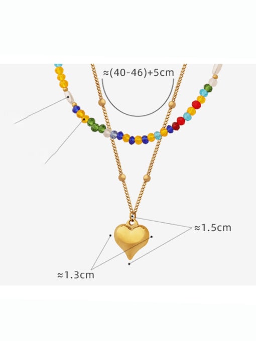 MAKA Titanium Steel Bead Heart Hip Hop Multi Strand Necklace 3