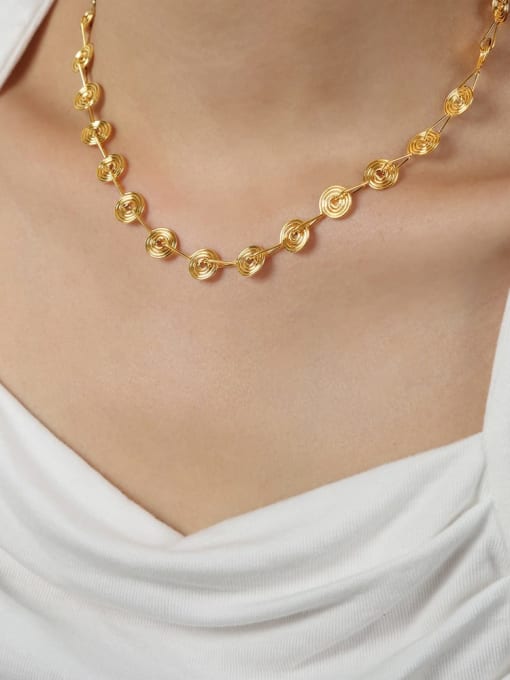 P381 Gold Necklace 40 +5cm Trend Geometric Titanium Steel Bracelet and Necklace Set