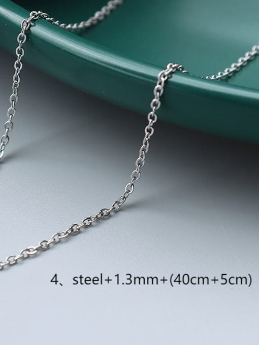 ④Steel +1.3mm+(40cm+5cm) Titanium 316L Stainless Steel Minimalist  Chain with e-coated waterproof
